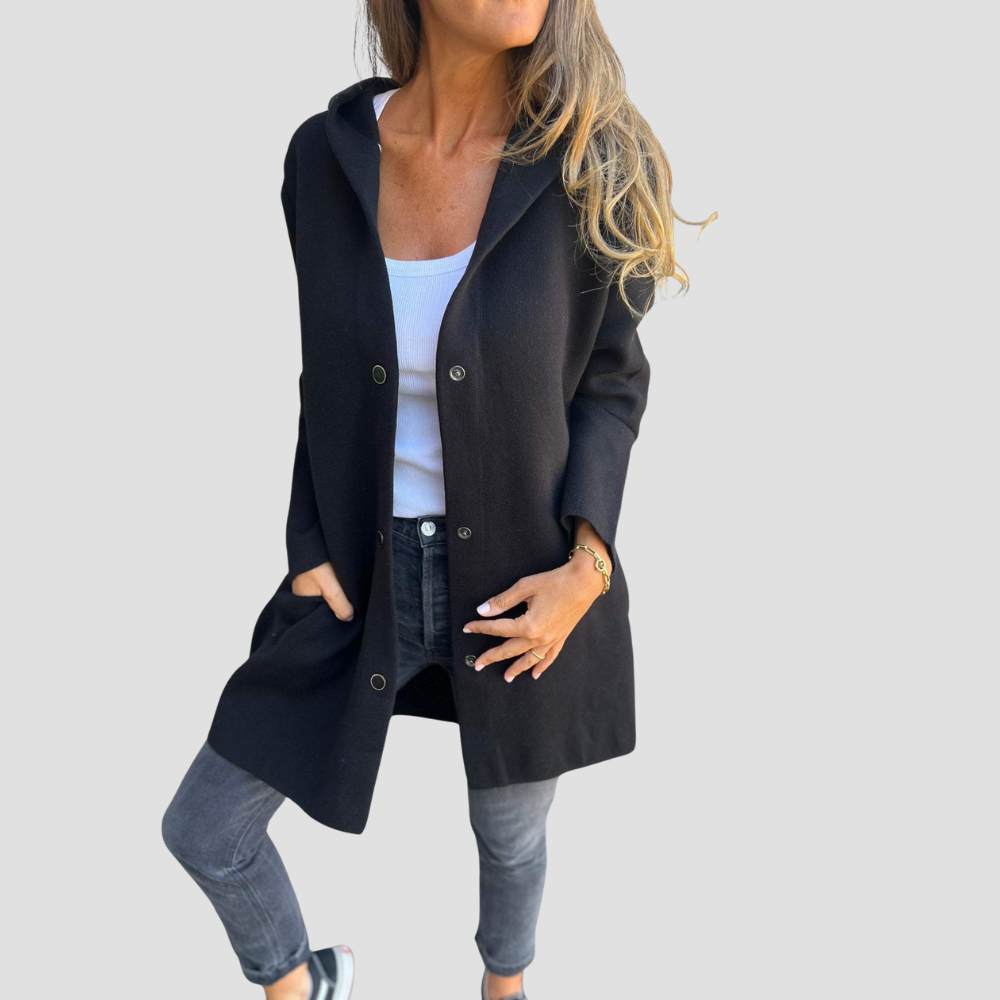Women's Casual Single-Breasted Hooded Mid-Length Jacket