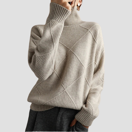 Diamond Knit Turtleneck Sweater for Women