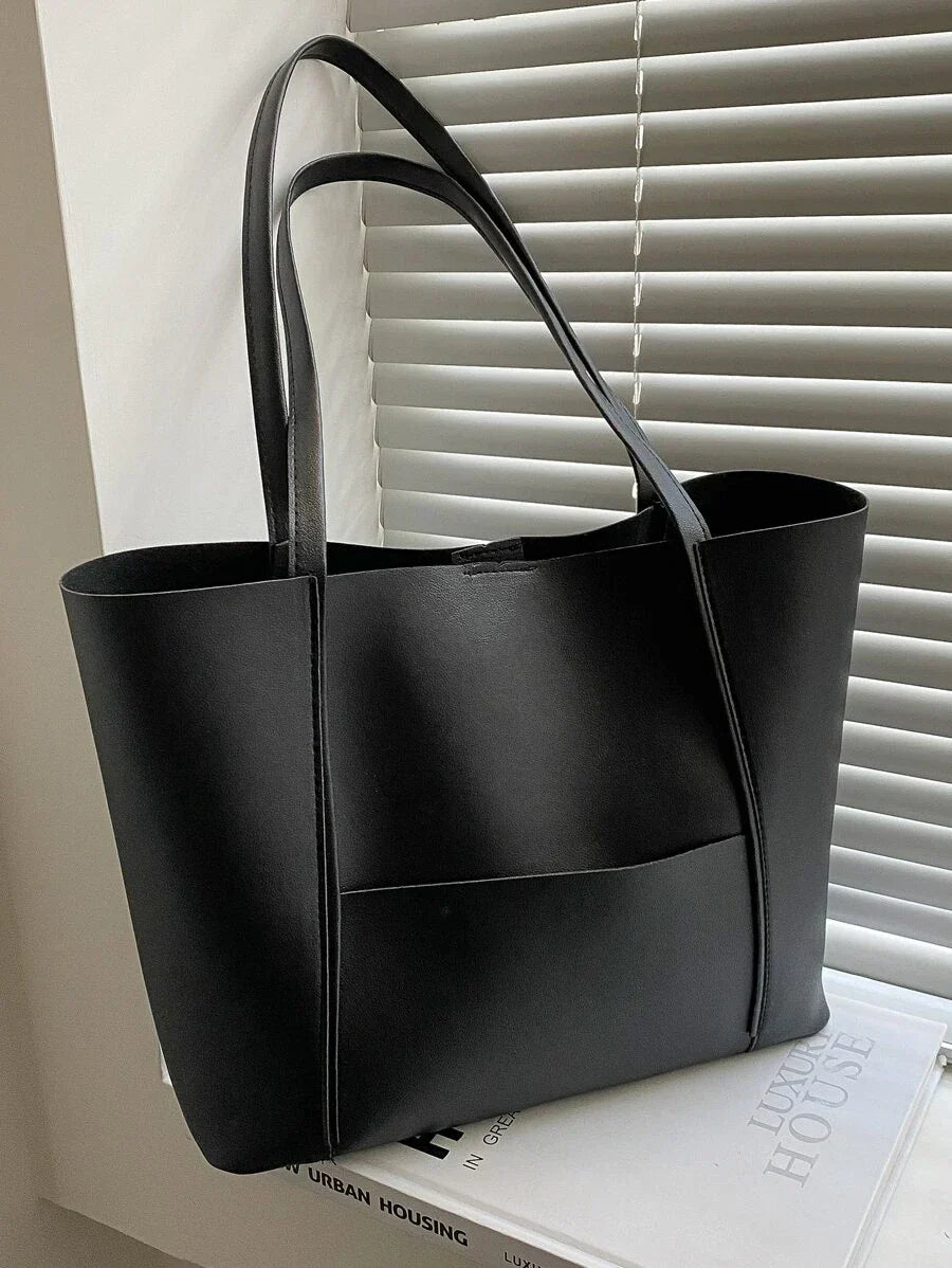 Minimalist Tote Bag with Front Pocket for Women