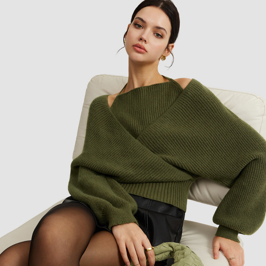 2 in 1 Bat Sleeve Halter Knit Top