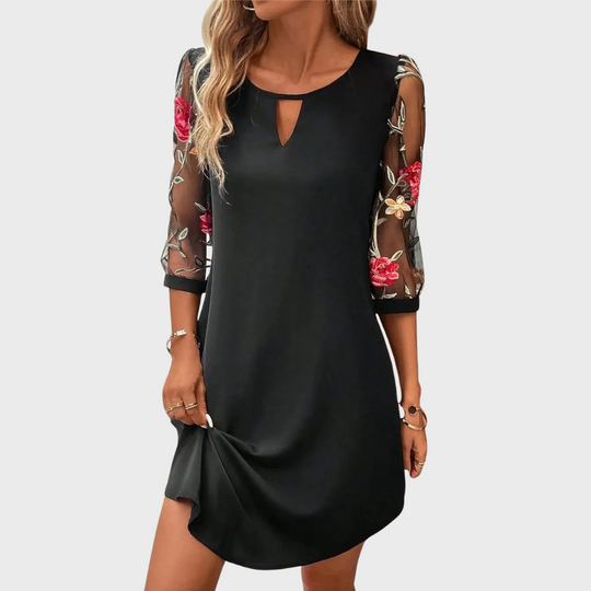 Women's Floral Embroidery Sleeve Summer Mini Dress