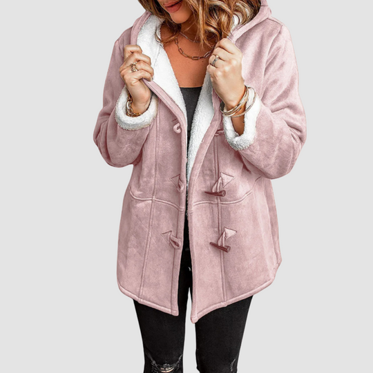 Women Toggle Button Sherpa Coat