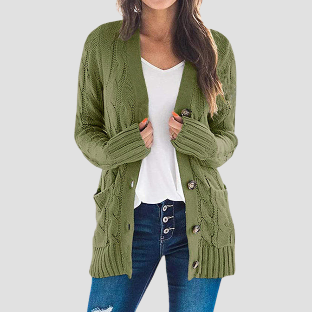 Women's Cable Knit Long Cardigan Sweater