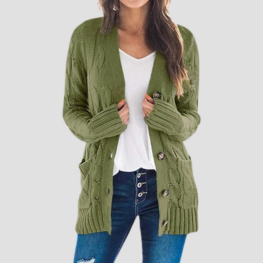 Women's Cable Knit Long Cardigan Sweater