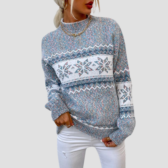 Women's Winter Snowflake Ribbed Knit Sweater