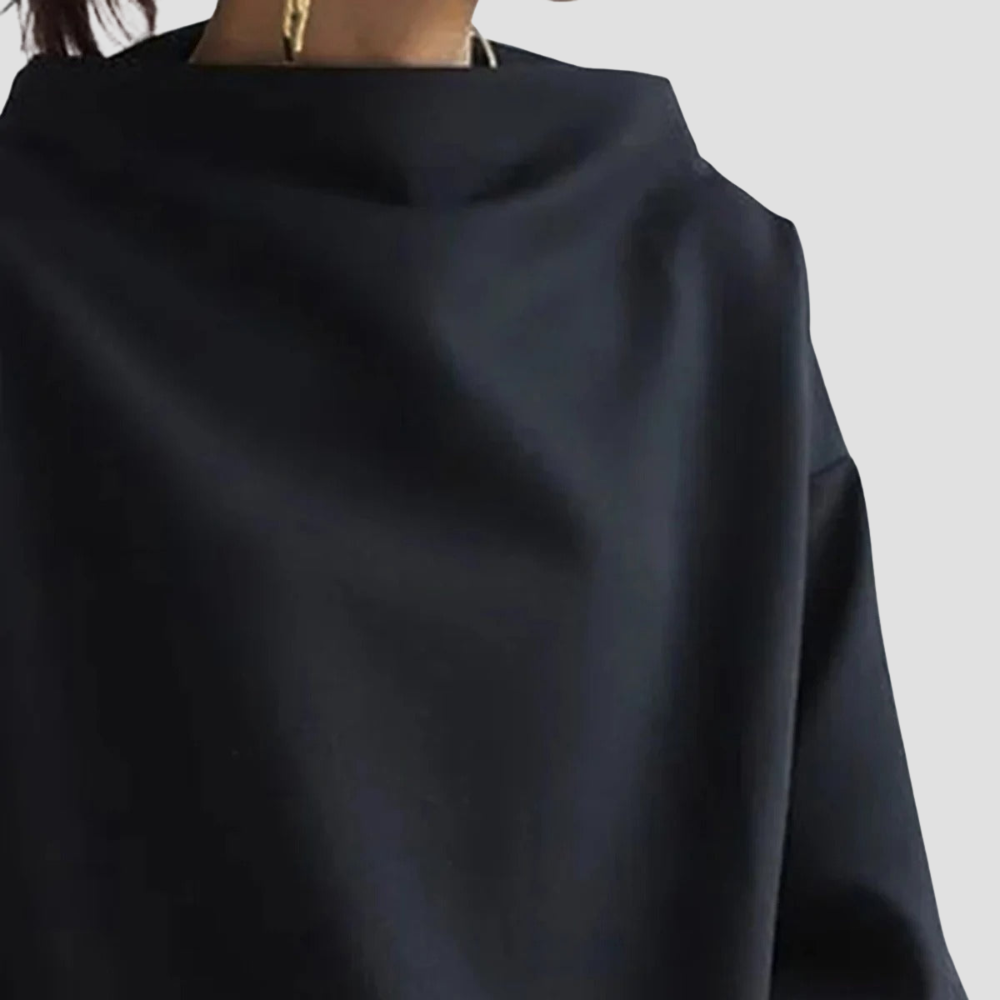 Women's Fleece Pullover - High Neck Loose Sweatshirt