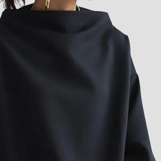 Women's Fleece Pullover - High Neck Loose Sweatshirt