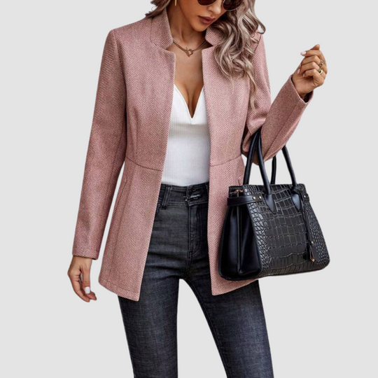 Modern Pink Plain Long-sleeved Women's Blazer Jacket