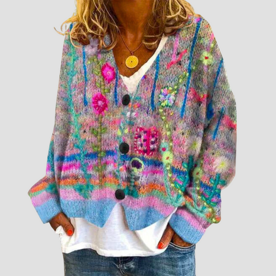 Women's Vibrant Floral Cardigan for a Playful Pop of Colour