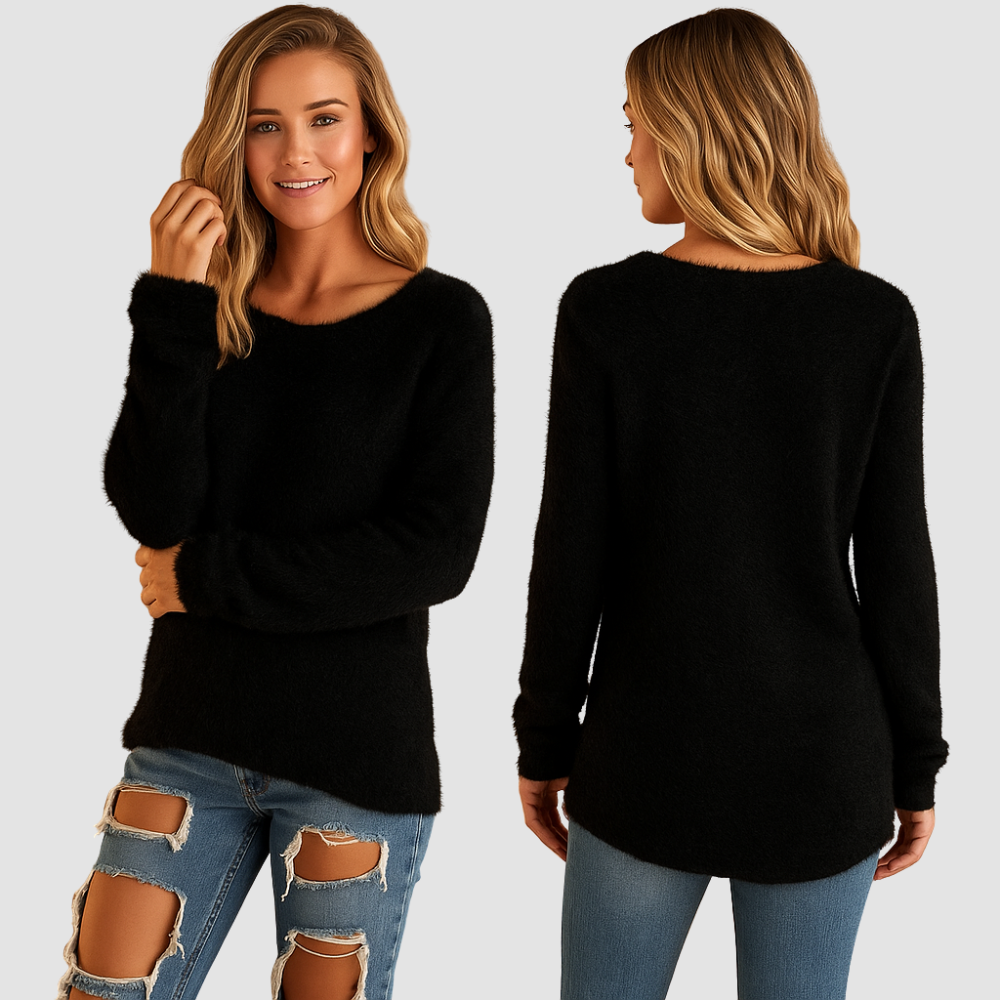 Lightweight knit sweater with crew neck for women