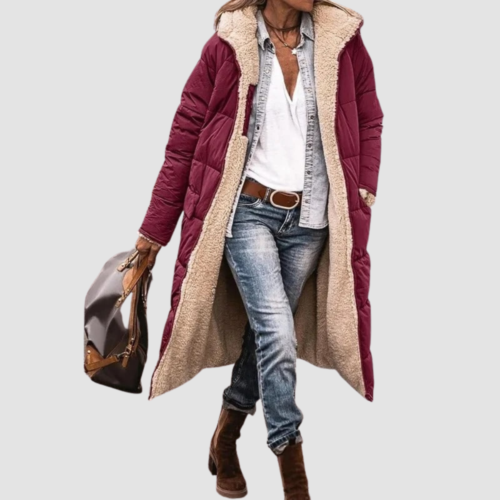 Women Longline Sherpa-Lined Puffer Coat