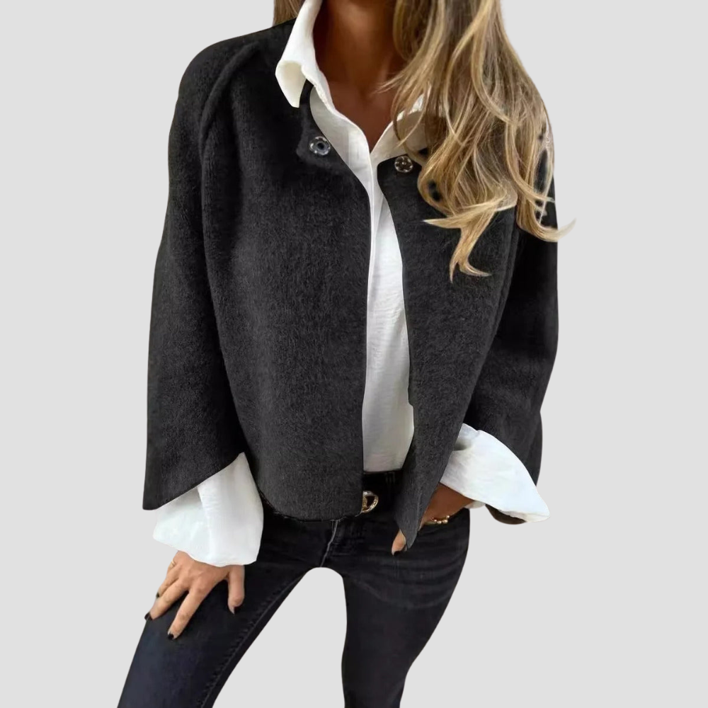 Women's Pea Coat with Batwing Sleeve Design