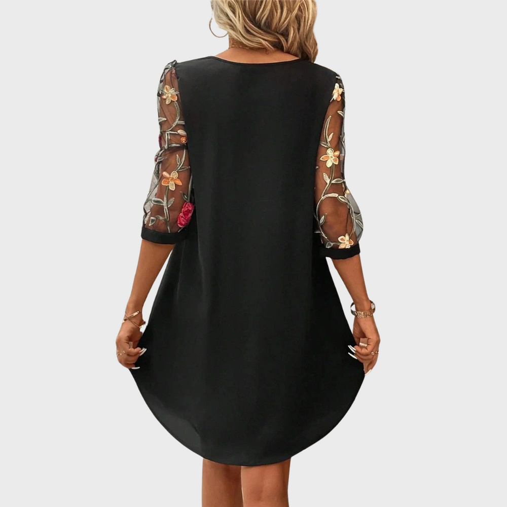 Women's Floral Embroidery Sleeve Summer Mini Dress
