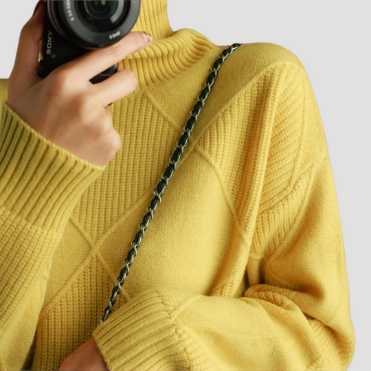 Diamond Knit Turtleneck Sweater for Women