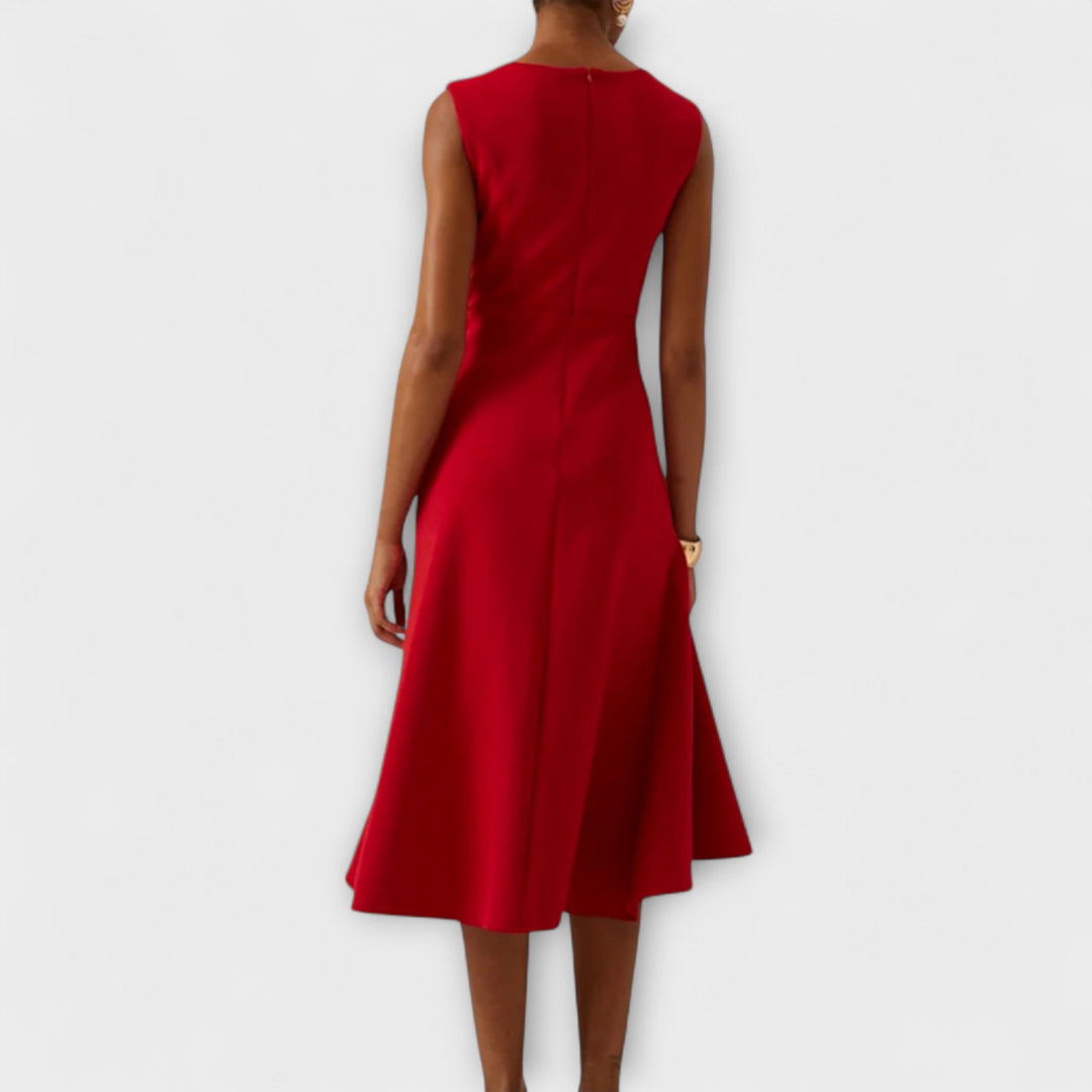 Sculpted Ruffle Midi Dress