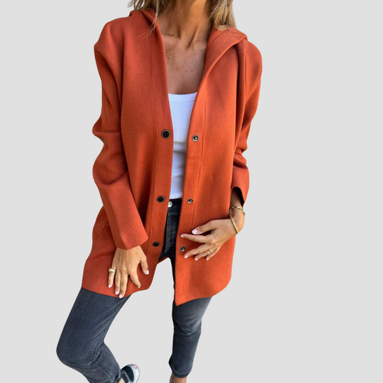 Women's Casual Single-Breasted Hooded Mid-Length Jacket