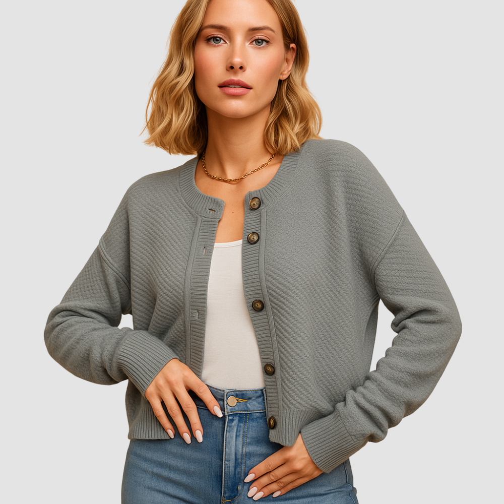 Minimalist long sleeve knit cardigan for women