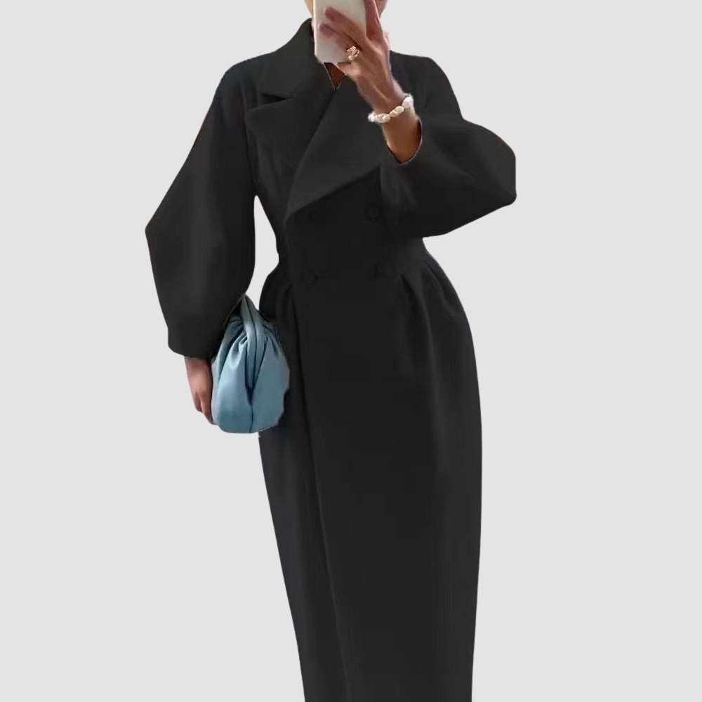 Women Elegant Belted Dress Coat