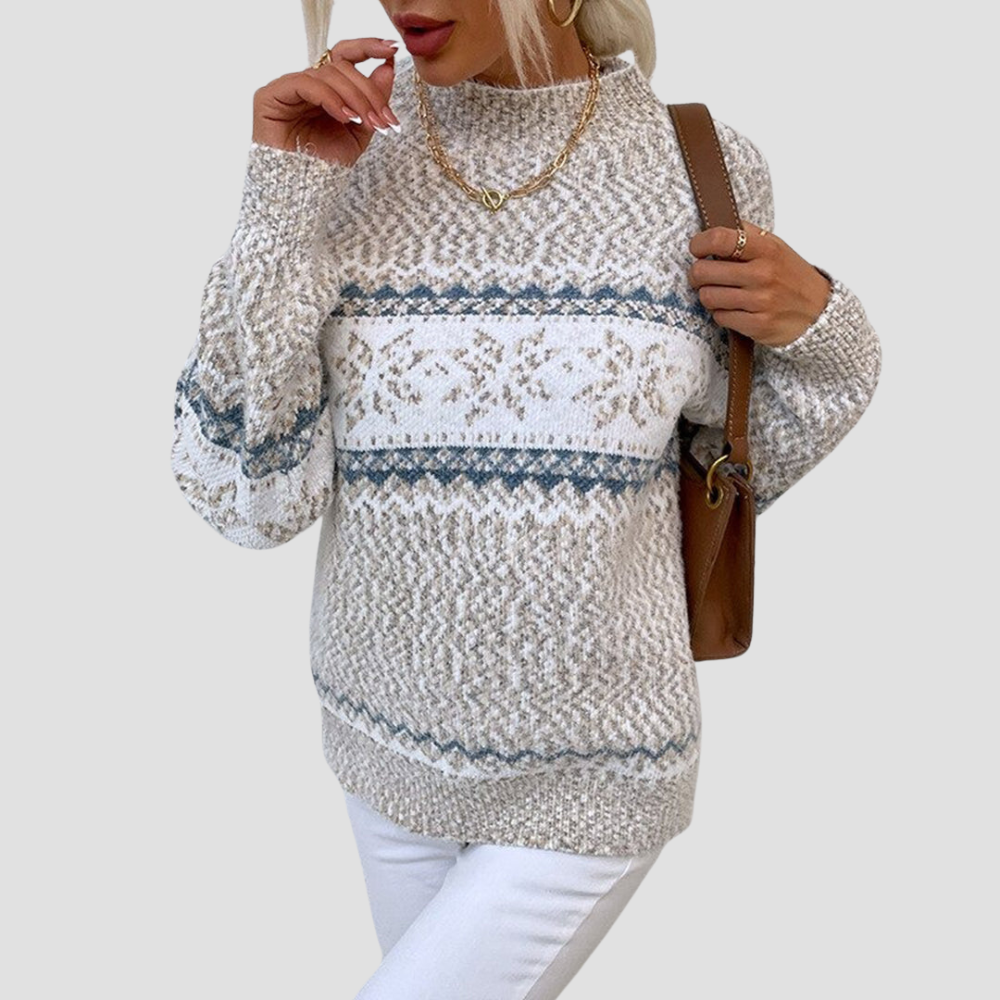 Women's Winter Snowflake Ribbed Knit Sweater