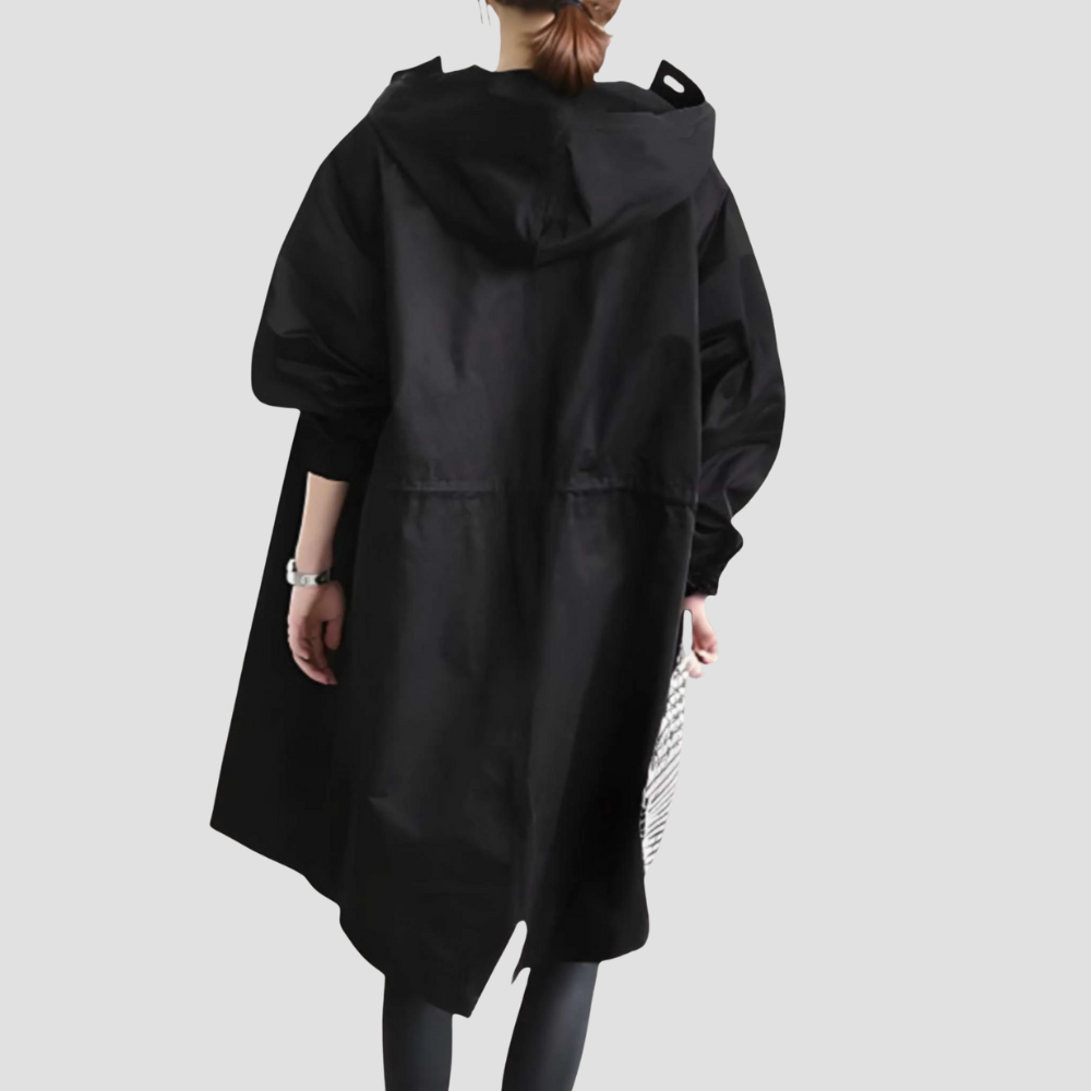 Women's Mid-Length Button-up Hooded Trench Coat