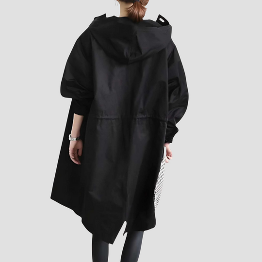 Women's Mid-Length Button-up Hooded Trench Coat
