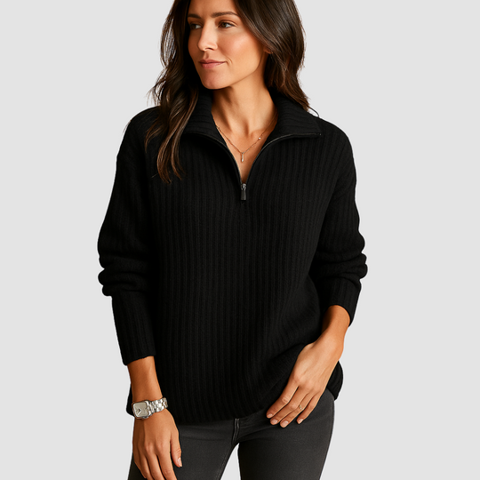 Chic half-zip pullover sweater for women