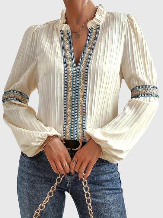Bohemian Long Sleeve Shirt with Tribal Details