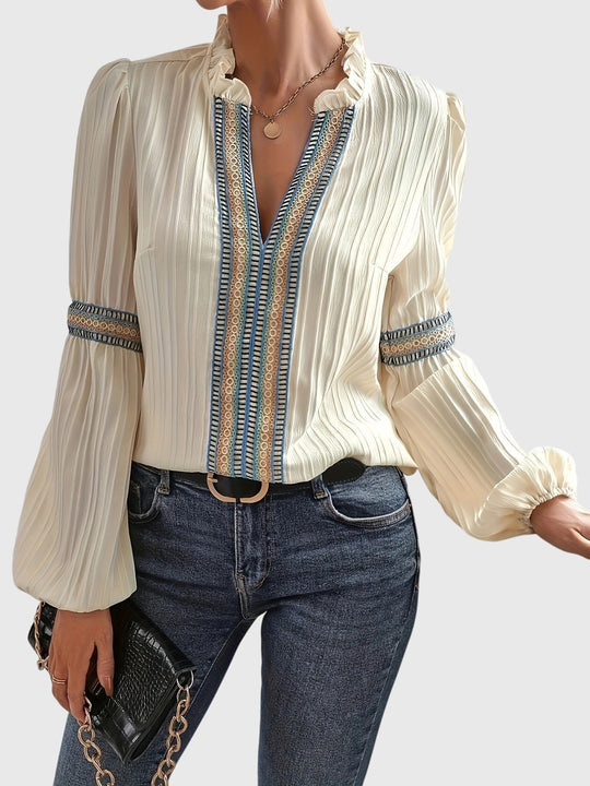 Bohemian Long Sleeve Shirt with Tribal Details