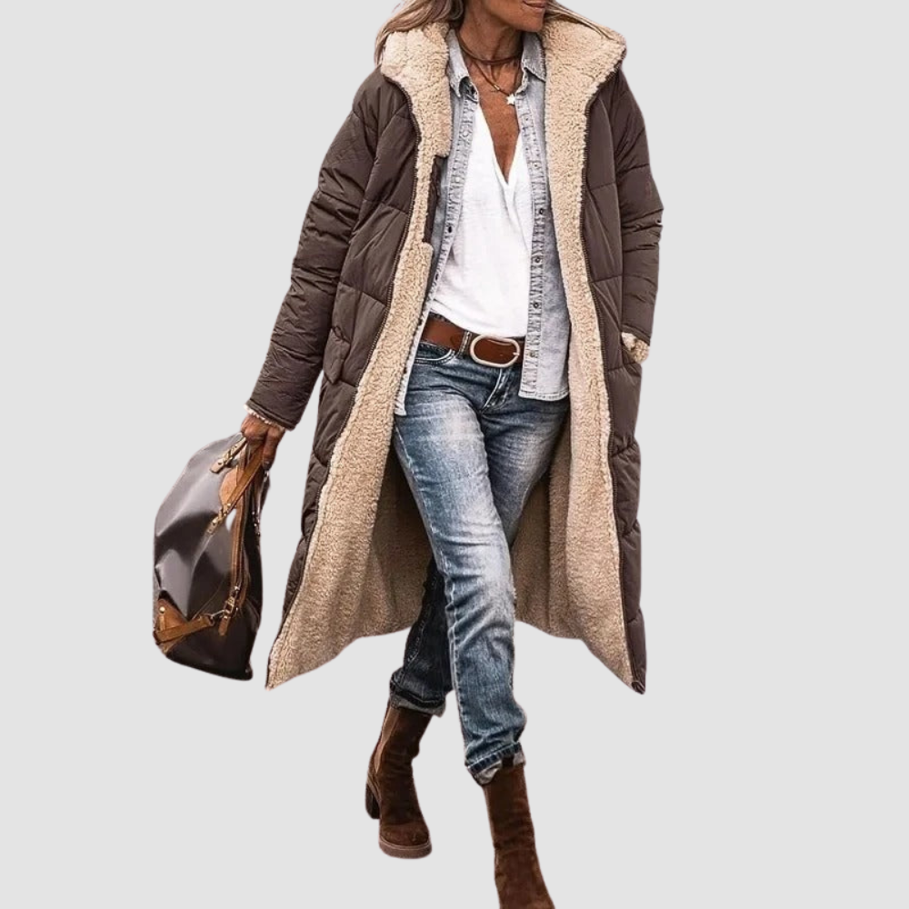 Women Longline Sherpa-Lined Puffer Coat