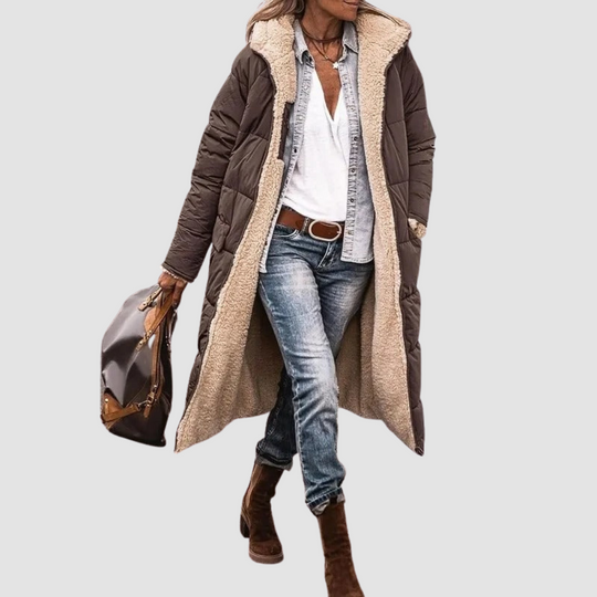 Women Longline Sherpa-Lined Puffer Coat
