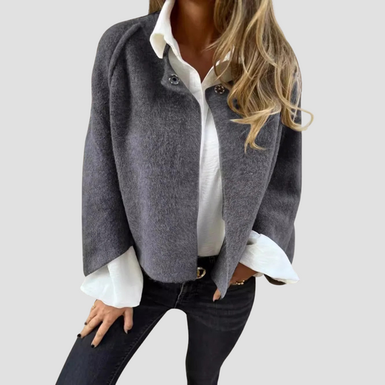 Women's Pea Coat with Batwing Sleeve Design