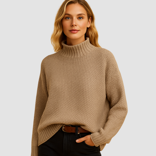 Elegant knitted turtleneck sweater for women
