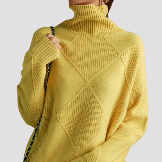 Diamond Knit Turtleneck Sweater for Women