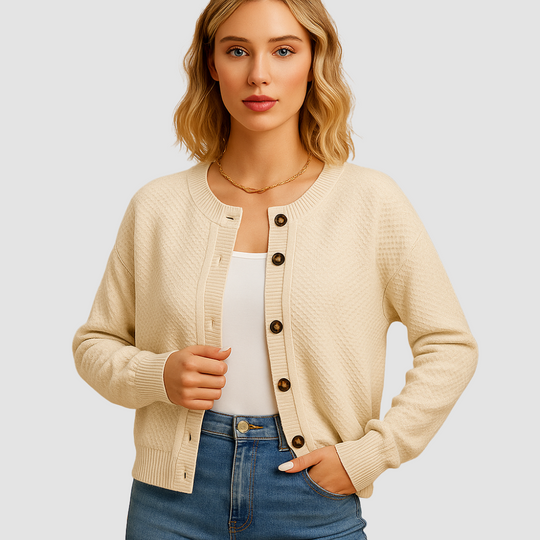 Minimalist long sleeve knit cardigan for women