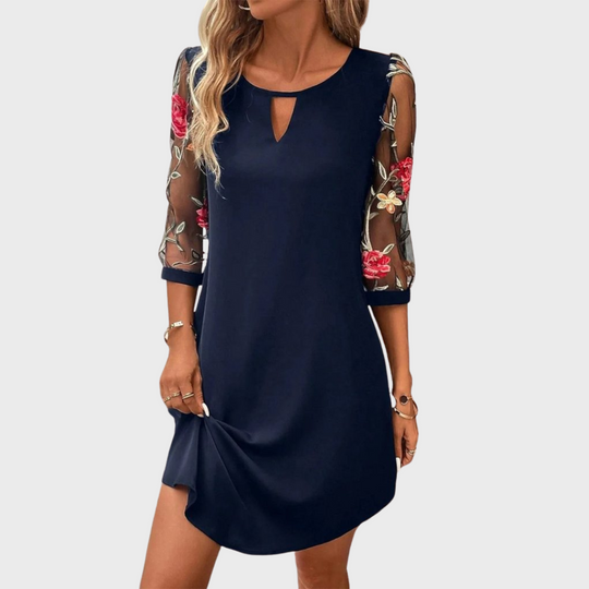 Women's Floral Embroidery Sleeve Summer Mini Dress
