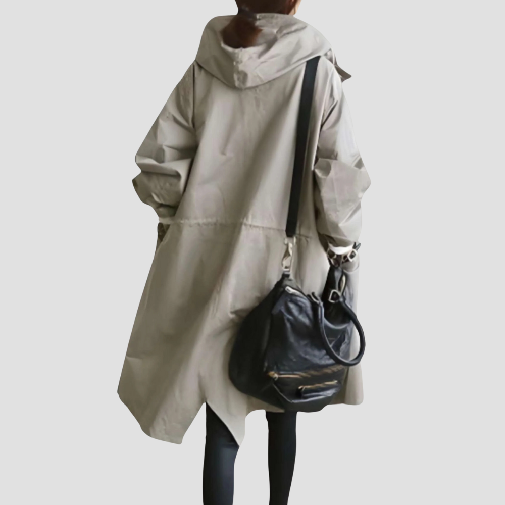 Women's Mid-Length Button-up Hooded Trench Coat