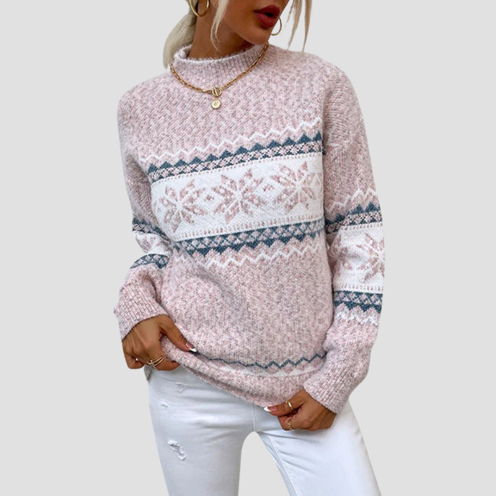 Women's Winter Snowflake Ribbed Knit Sweater