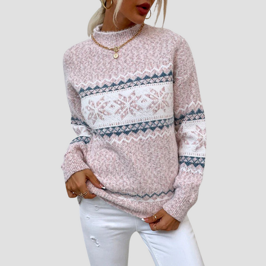 Women's Winter Snowflake Ribbed Knit Sweater