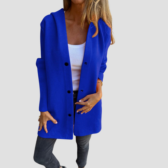 Women's Casual Single-Breasted Hooded Mid-Length Jacket