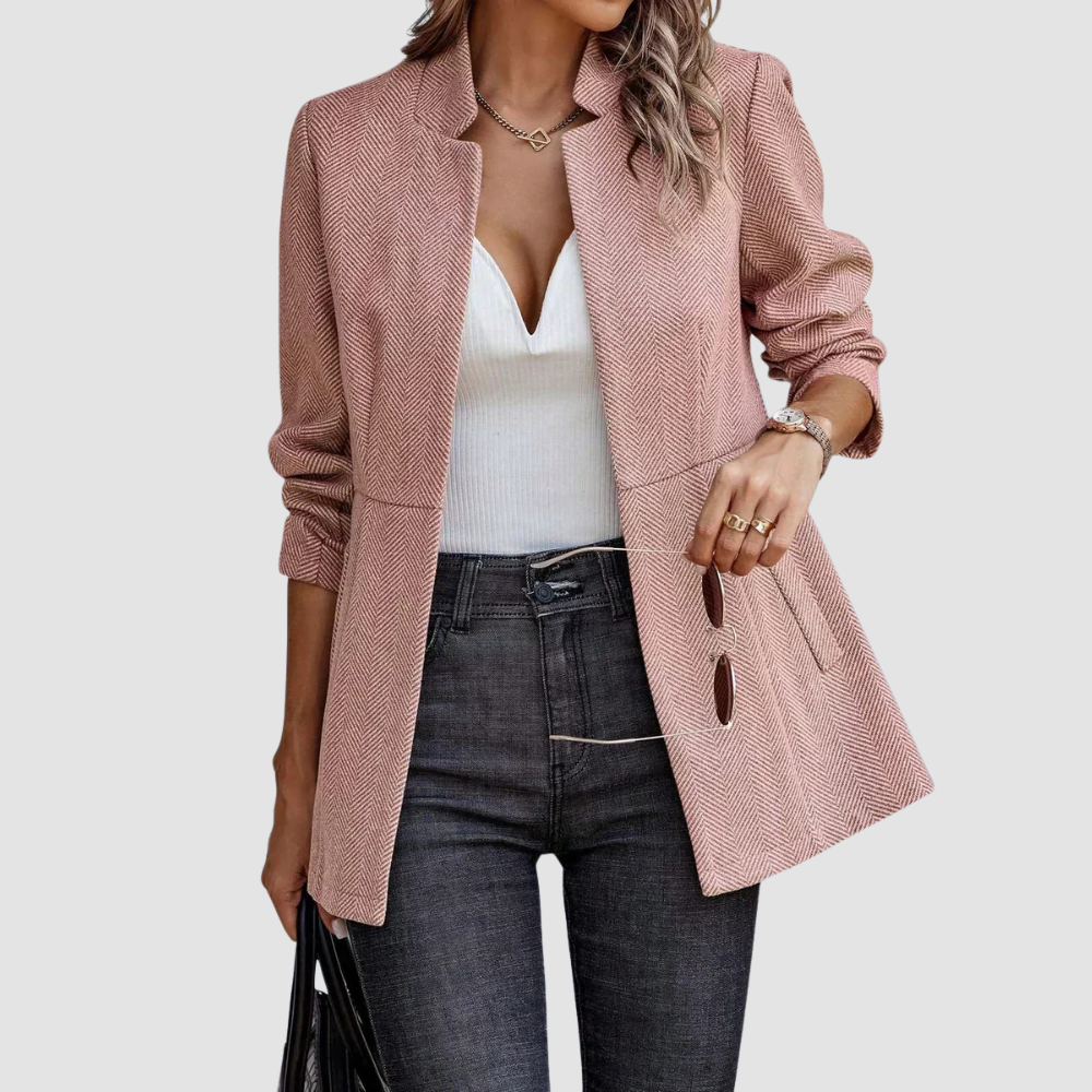 Modern Pink Plain Long-sleeved Women's Blazer Jacket