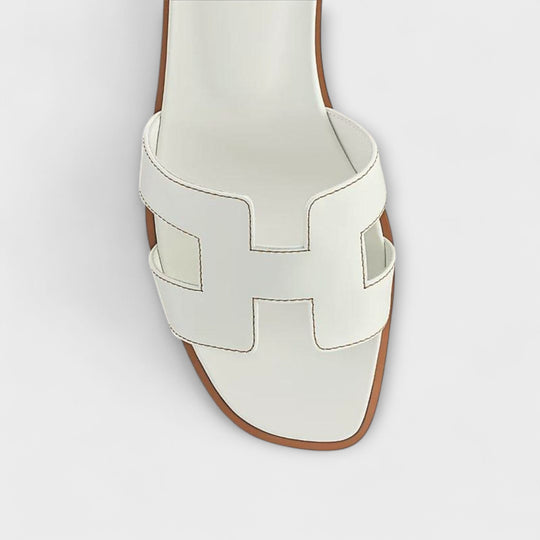 Flat Summer Slippers with Decorative Stitching