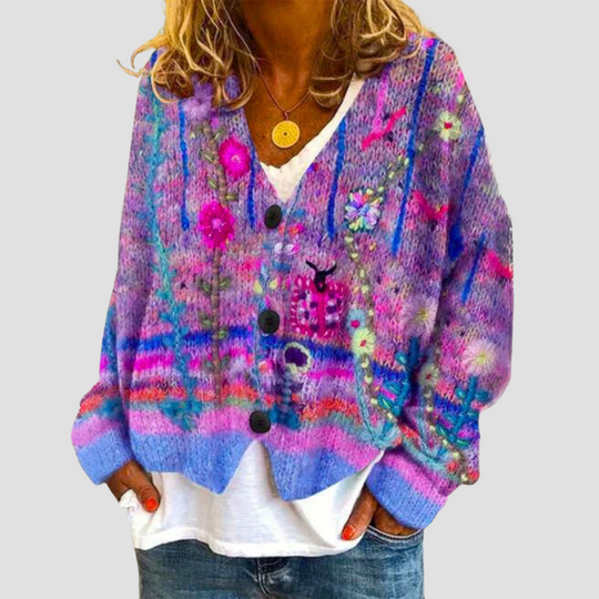Women's Vibrant Floral Cardigan for a Playful Pop of Colour