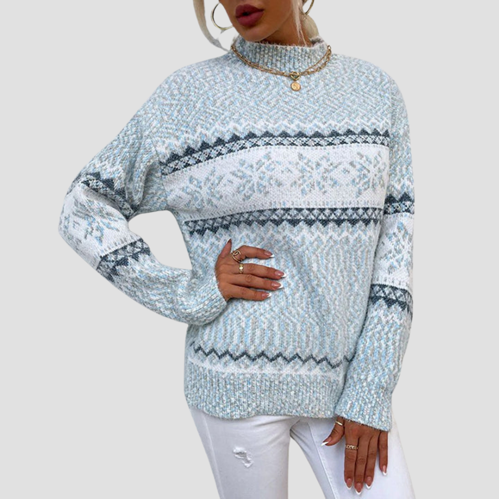 Women's Winter Snowflake Ribbed Knit Sweater
