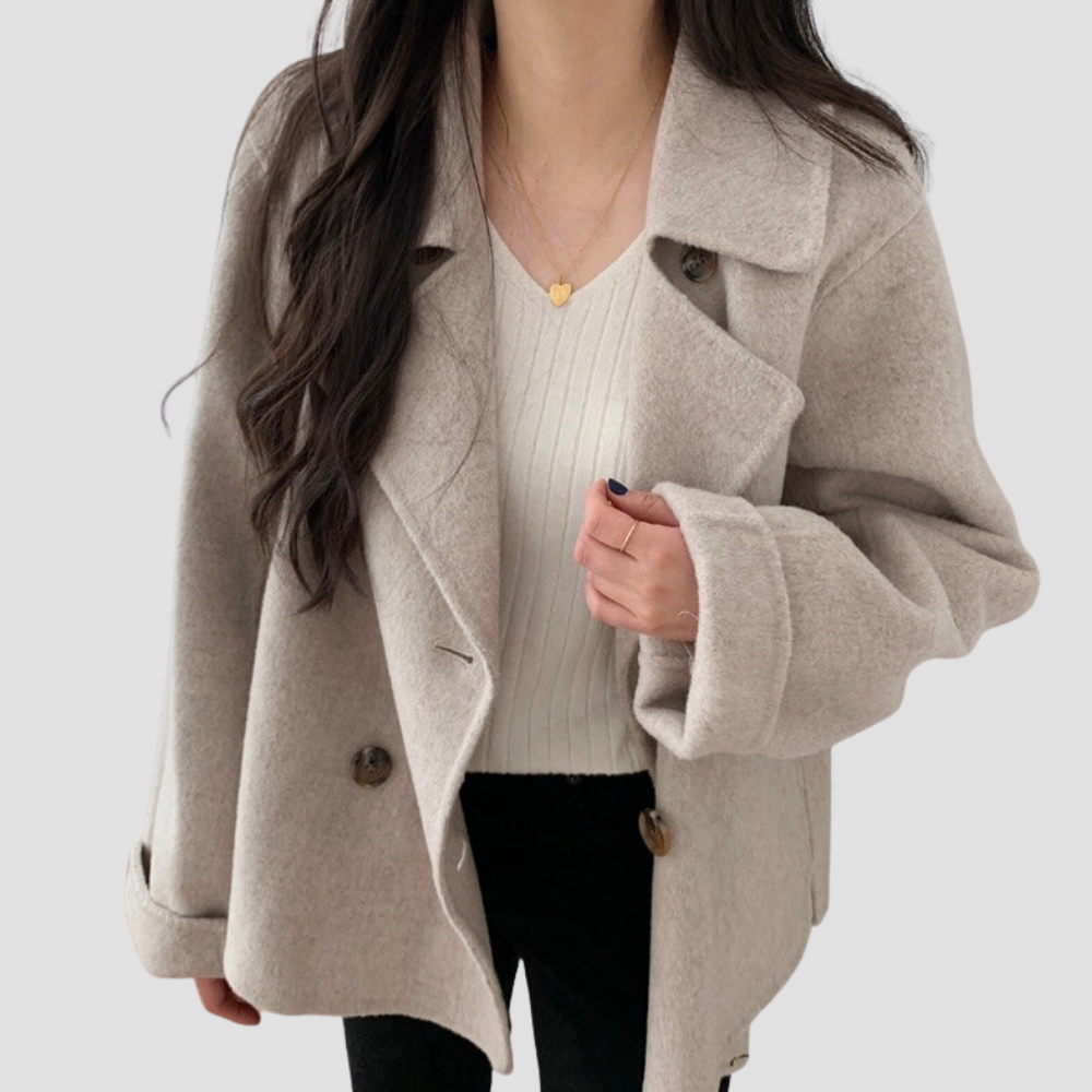 Double Breasted Blended Coat for Women