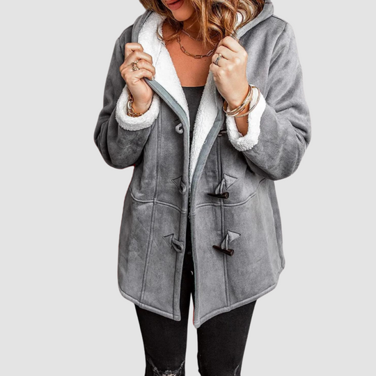 Women Toggle Button Sherpa Coat