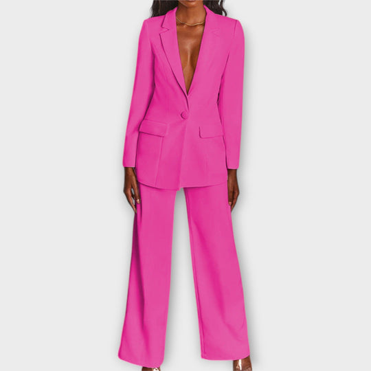 Women's Two-Piece Tailored Suit – Blazer & Wide-Leg Trousers