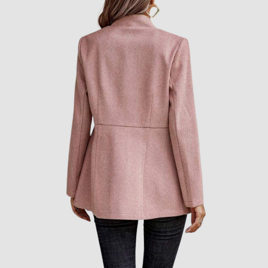 Modern Pink Plain Long-sleeved Women's Blazer Jacket