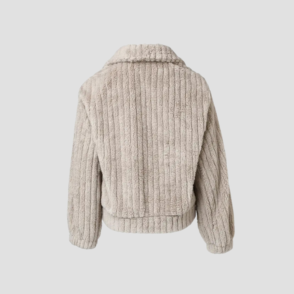 Solid Single Breasted Fuzzy Coat for Women