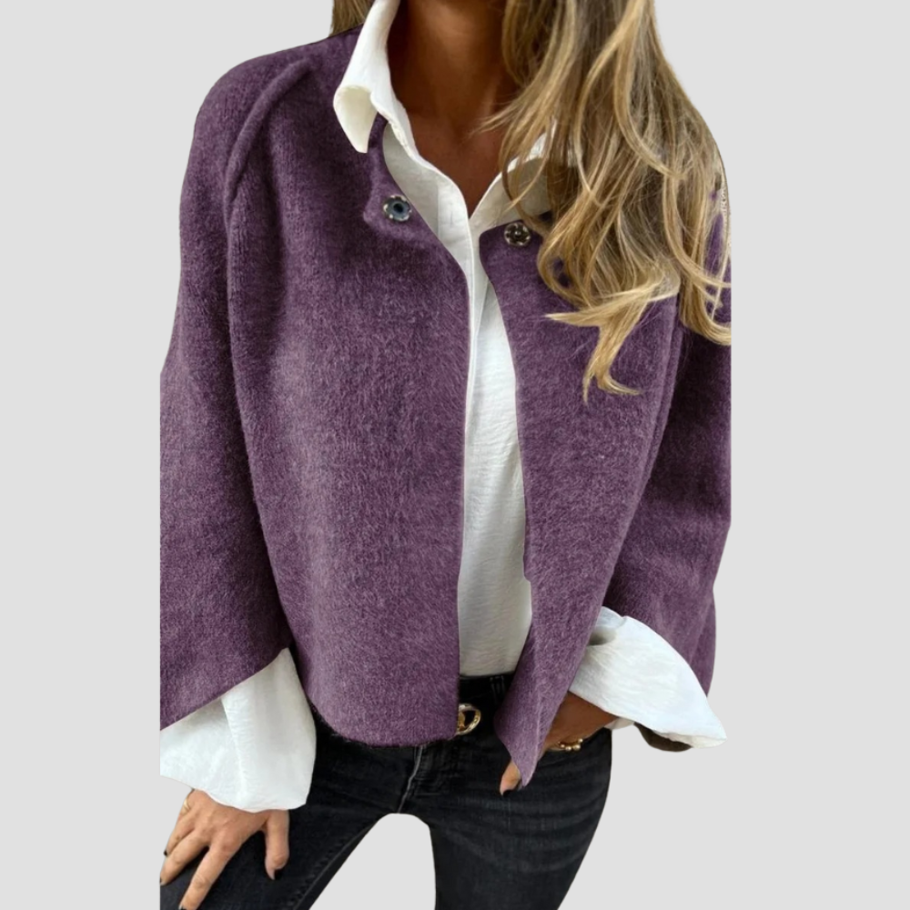 Women's Pea Coat with Batwing Sleeve Design