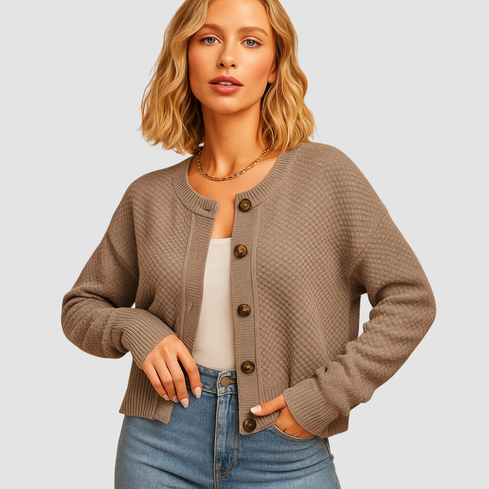 Minimalist long sleeve knit cardigan for women